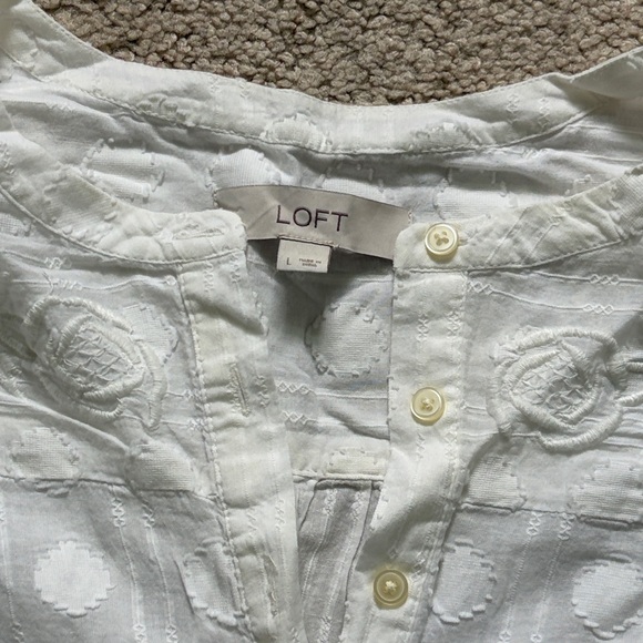LOFT Ivory Textured Button-Up Top - Picture 2 of 3